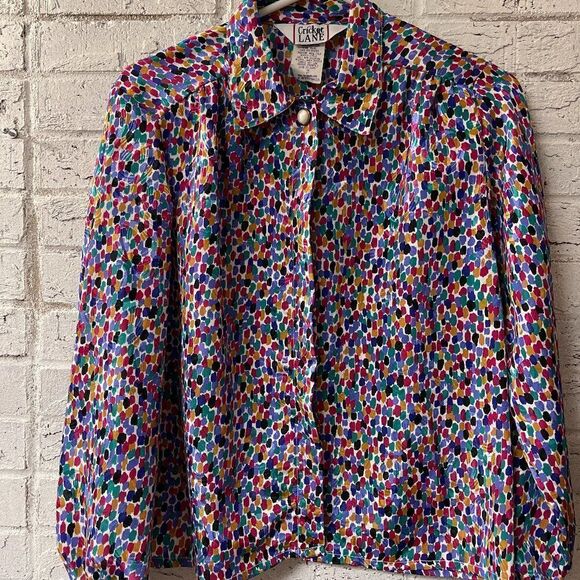 Vintage Cricket Lane Button Down Silky Blouse Size 8P - Picture 1 of 11